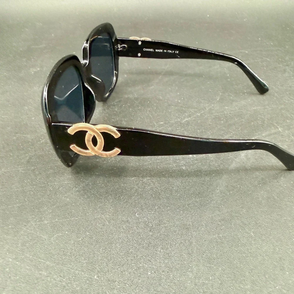 Chanel Sunglasses Womens 56mm Black Square Gold CC Logo CH625